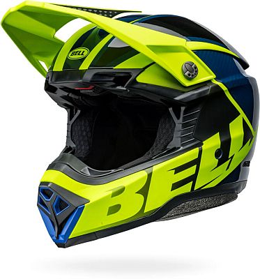 Bell Moto-10 Spherical Sliced, Crosshelm - Blau/Schwarz/Neon-Gelb - M von Bell