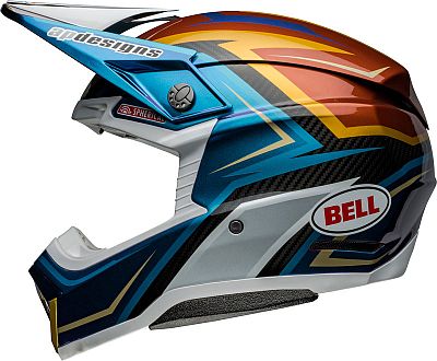 Bell Moto-10 Spherical Tomac Replica 24, Crosshelm - Schwarz/Weiß/Blau/Gold - XL von Bell