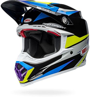 Bell Moto-9S Flex Pro Circuit 24, Crosshelm - Schwarz/Blau/Neon-Gelb - S von Bell