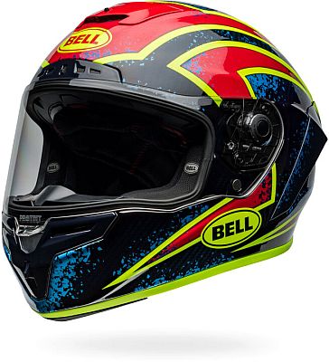 Bell Race Star DLX Flex Xenon, Integralhelm - Schwarz/Rot/Neon-Gelb/Blau - XL von Bell