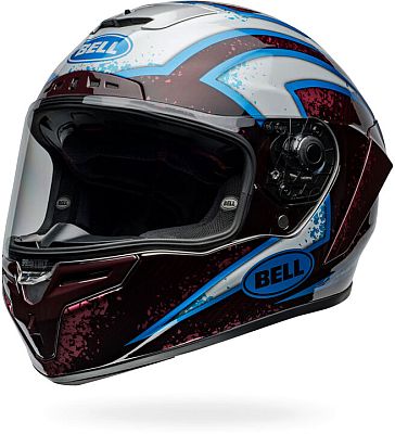 Bell Race Star DLX Flex Xenon, Integralhelm - Schwarz/Weiß/Hellblau/Rot - L von Bell