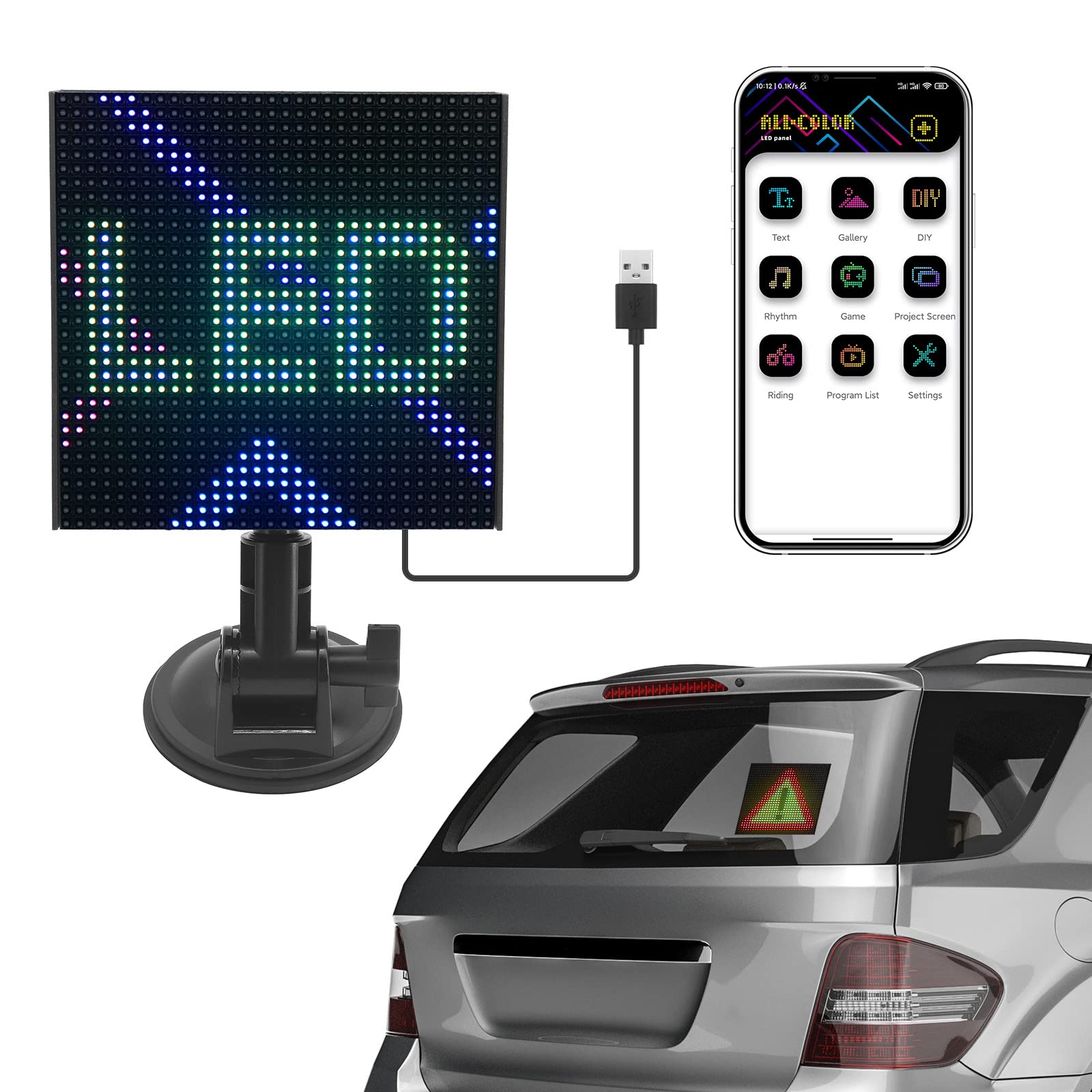 Bemodst Flexible RGB-LED-Anzeigetafel, Bluetooth APP-Steuerung 32 * 32 Autoanzeige, Geeignet für Autos, Geschäfte, Bars, usw DIY-Design Text, Muster, Animationen, personalisierte LED-Schilder. von Bemodst