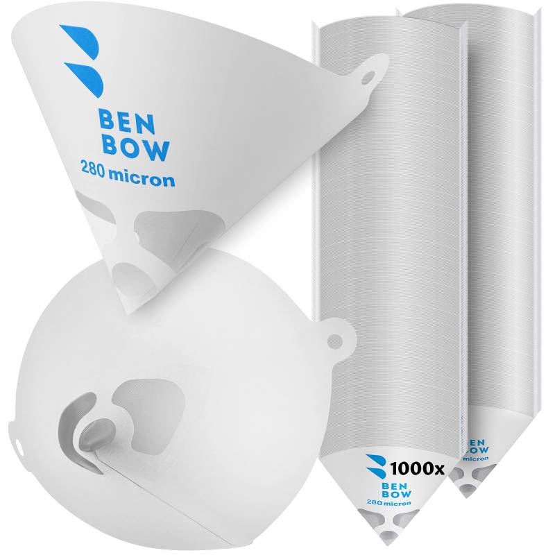 BenBow Lacksieb 280µ x 1000 Stück - Einweg-Papierfilter mit Nylongewebe - zum Filtern von Lacken und Farben vor Verunreinigungen von BenBow