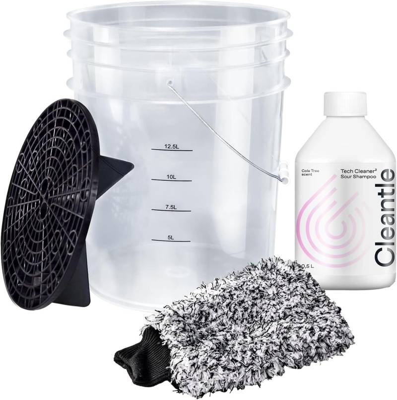 BenBow - Autowäsche Set: 20-Liter-Wascheimer mit Schmutzsieb + Waschhandschuh + 1L Autoshampoo-Konzentrat - für schonende Auto Handwäsche - ideal für Autowerkstätten und Waschanlagen - Keine Kratzer von BenBow