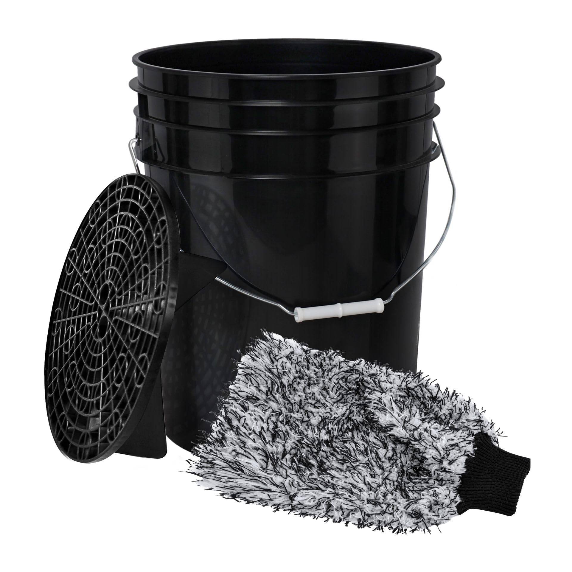 BenBow Autowasch-Set: Wascheimer 20 Liter mit Schmutzsieb und Auto-Waschhandschuh - ideal für kratzerfreie Reinigung von Fahrzeugen und Motorräder - vielseitig einsetzbar von BenBow