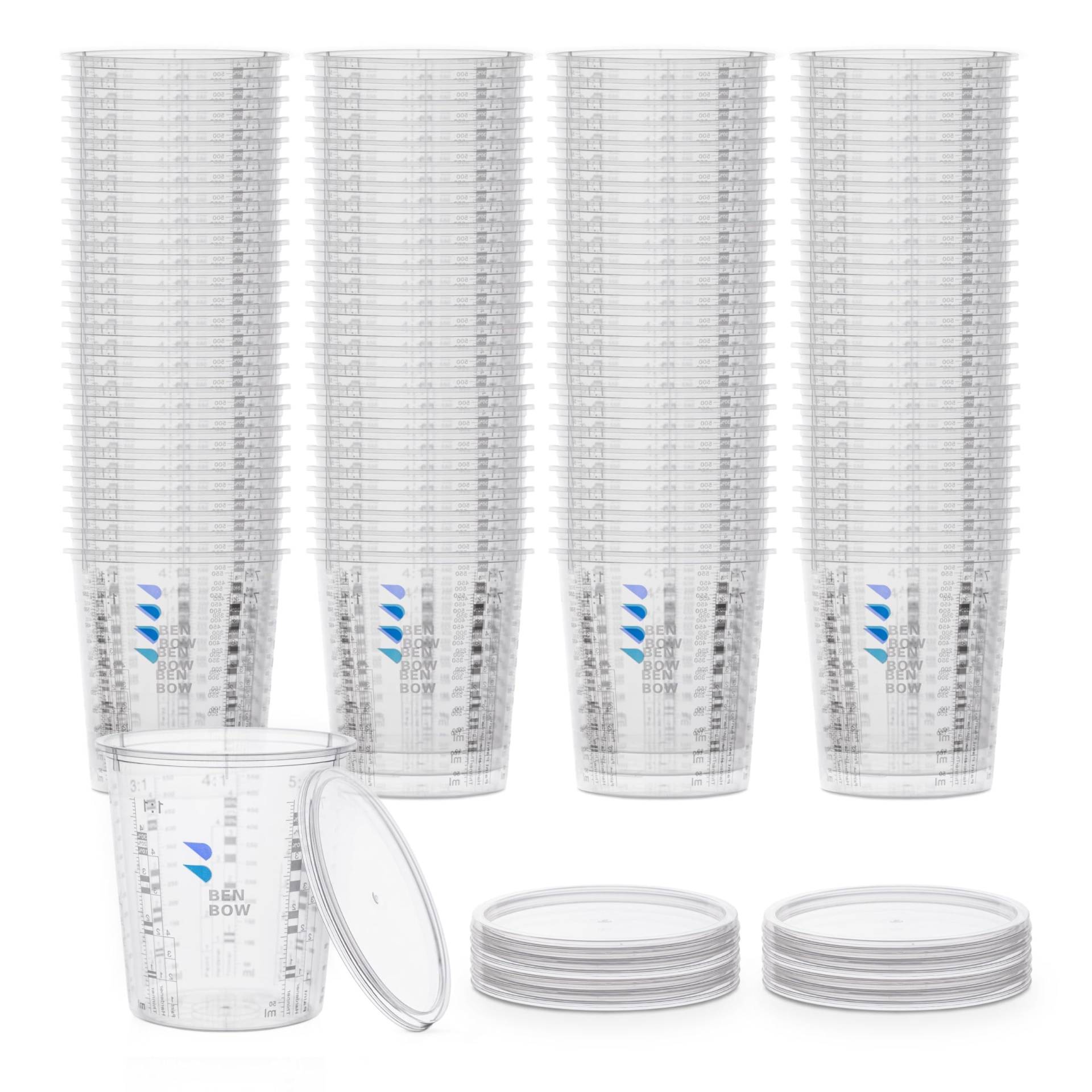 BenBow Profi-Messbecher 100x 385ml mit 12x Deckel mit vielfältiger Skalierung - Becher mit Skala Mischbecher Lackmischbecher Meßbecher Lackbecher Einwegmischbecher BenBow Profi-Messbecher 100x 385ml mit 12x Deckel mit vielfältiger Skalierung - Becher mit Skala Mischbecher Lackmischbecher Meßbecher Lackbecher Einwegmischbecher von BenBow