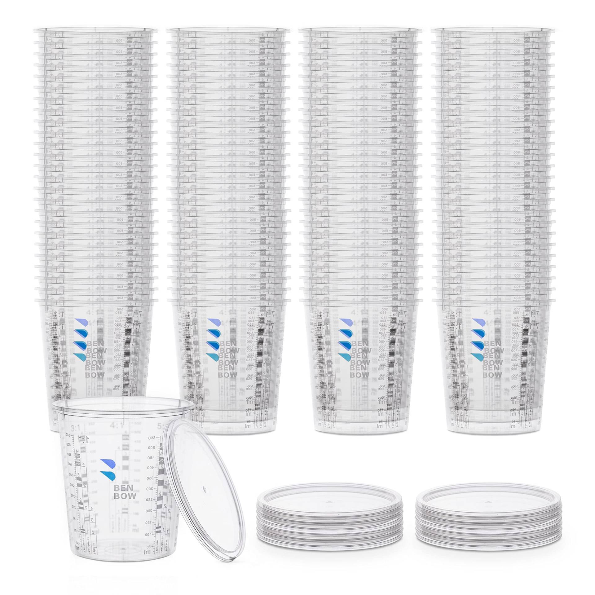 BenBow Profi-Messbecher 100x 680ml mit 12x Deckel mit vielfältiger Skalierung - Becher mit Skala Mischbecher Lackmischbecher Meßbecher Lackbecher Einwegmischbecher BenBow Profi-Messbecher 100x 680ml mit 12x Deckel mit vielfältiger Skalierung - Becher mit Skala Mischbecher Lackmischbecher Meßbecher Lackbecher Einwegmischbecher von BenBow