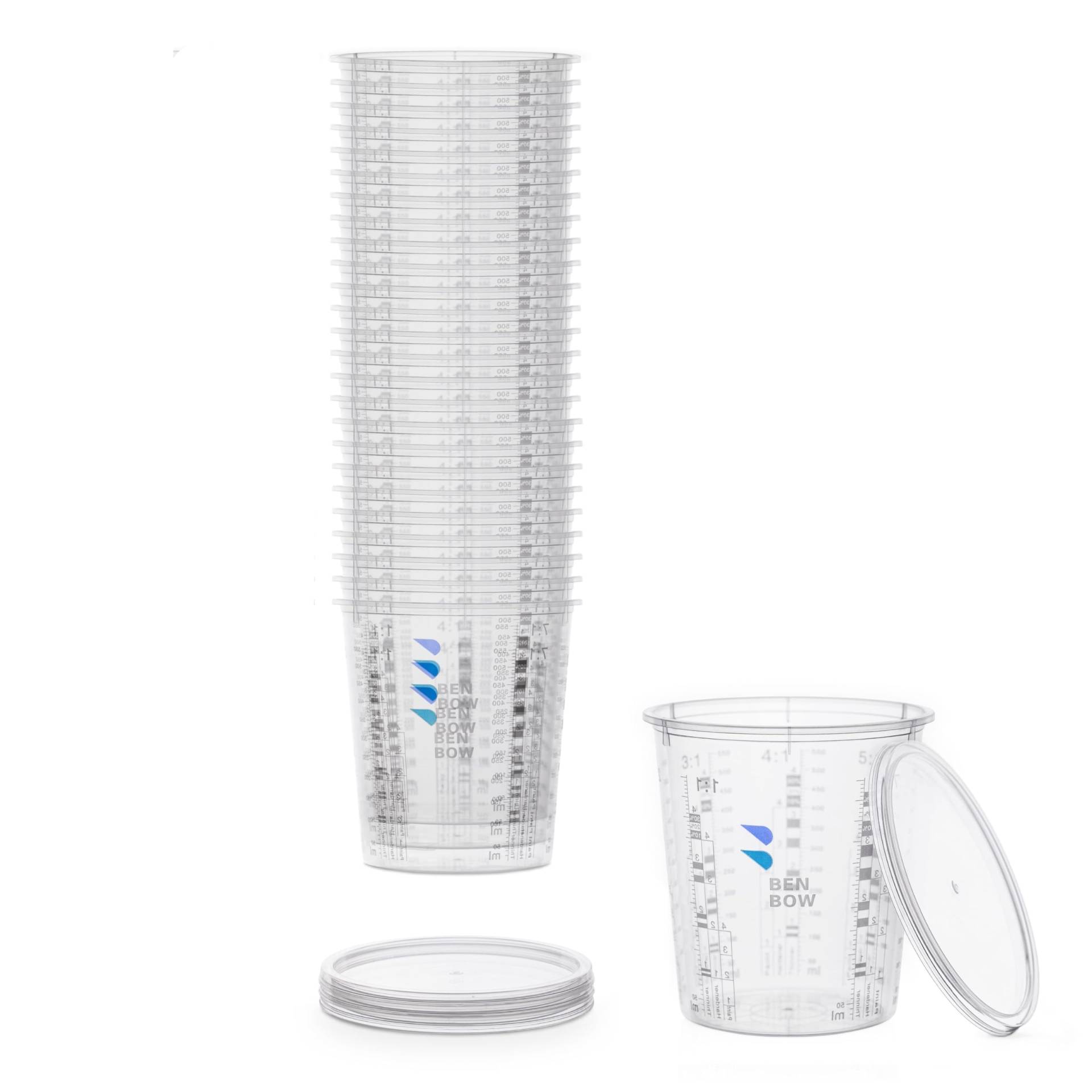 BenBow Profi-Messbecher 25x 385ml mit 3x Deckel mit vielfältiger Skalierung - Becher mit Skala Mischbecher Lackmischbecher Meßbecher Lackbecher Einwegmischbecher BenBow Profi-Messbecher 25x 385ml mit 3x Deckel mit vielfältiger Skalierung - Becher mit Skala Mischbecher Lackmischbecher Meßbecher Lackbecher Einwegmischbecher von BenBow