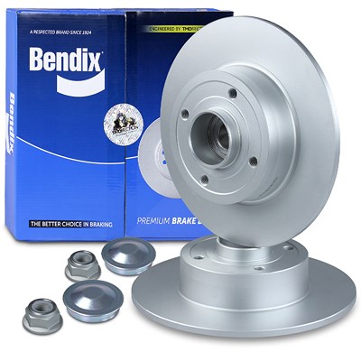 Bendix 2x Bremsscheibe voll mit Radlager +ABS-Ring hinten für Nissan, Renault von Bendix