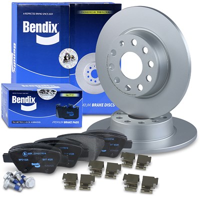 Bendix Bremsscheiben +Bremsbeläge hinten für Audi, Seat, Skoda, VW von Bendix