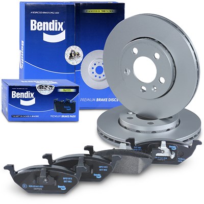 Bendix Bremsscheiben +Bremsbeläge vorne für Audi, Seat, Skoda, Streetscooter, VW von Bendix