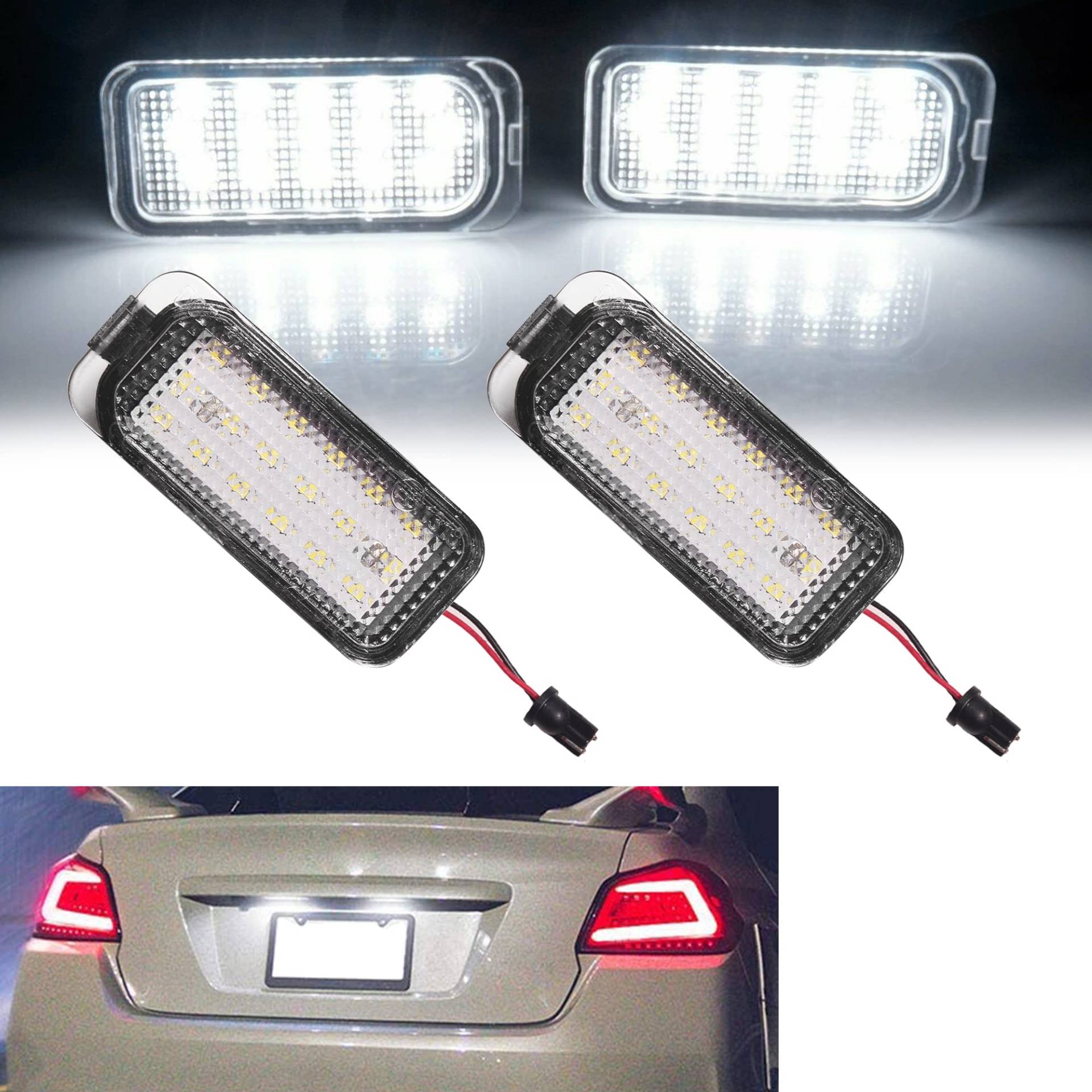 Beneges 2 Stücke Fehlerfrei Xenon Weiß LED Kennzeichenleuchte Kompatibel mit 2006-2018 Ford Fiesta Focus Escape C-Max Mondeo Galaxy S-Max, 2008-2016 Jaguar XJ (X351) XF 542119, 585965 von Beneges