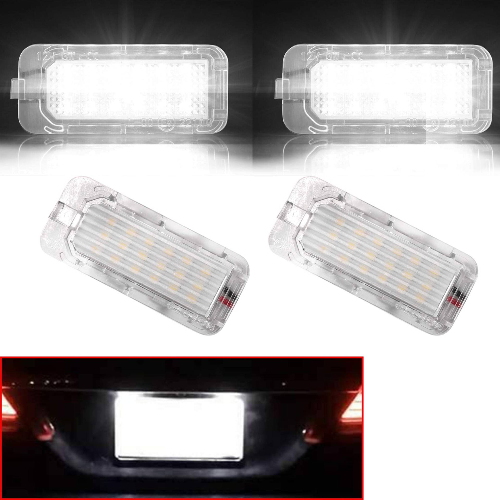 Beneges 2 Stücke Fehlerfrei Xenon Weiß LED Nummernschild Licht Kompatibel mit 2009-2018 Ford Explorer Fiesta Fusion Escape Focus Mondeo Lincoln MKC hintere Lizenz Tag Lichter Lampe BB5Z-13550-A von Beneges
