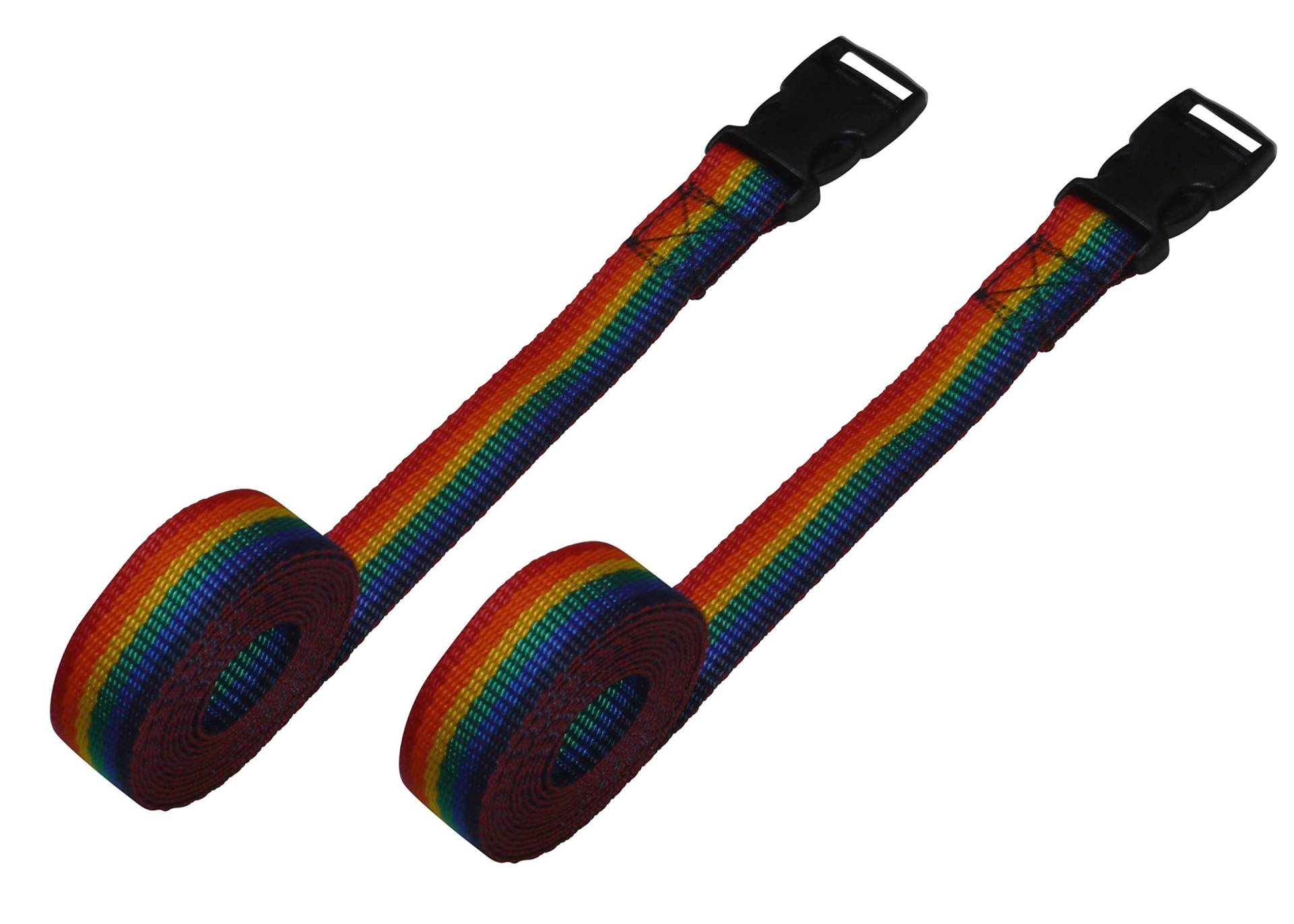 25 mm Gurtband mit seitlicher Verschlussschnalle (2 Stück) (Regenbogen, 50 cm) von Benristraps