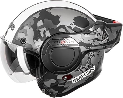 BEON Stratos Fighterjet Systemhelm - Motorradsystemhelm Multifunktionaler Motorradhelm - Systemhelm, der als Integralhelm verwendet Werden kann - Klappbarer Motorradhelm von Beon