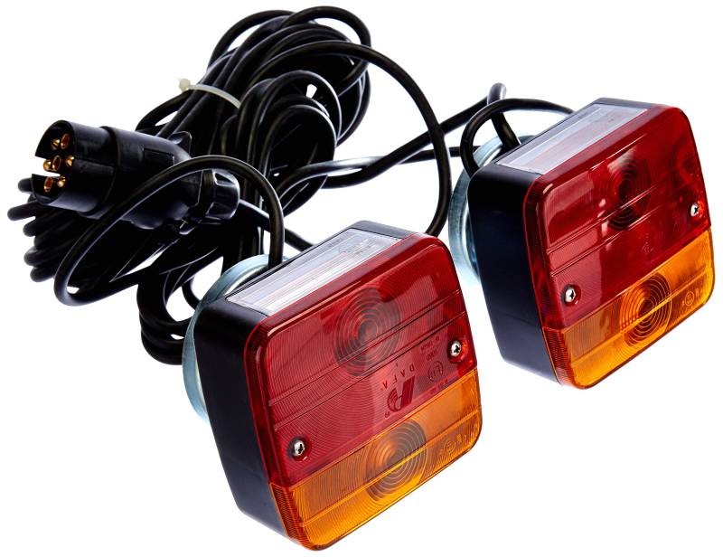 Berger & Schröter | 3-in-1 Anhängerbeleuchtung 2 Kammern mit Magnethalter, Blinker, Bremslicht, Rücklicht, Nummernschildbeleuchtung, Dreifunktionsleuchte magnetisch, 7,5 m Kabel, 7 polig Stecker von Berger + Schröter GmbH