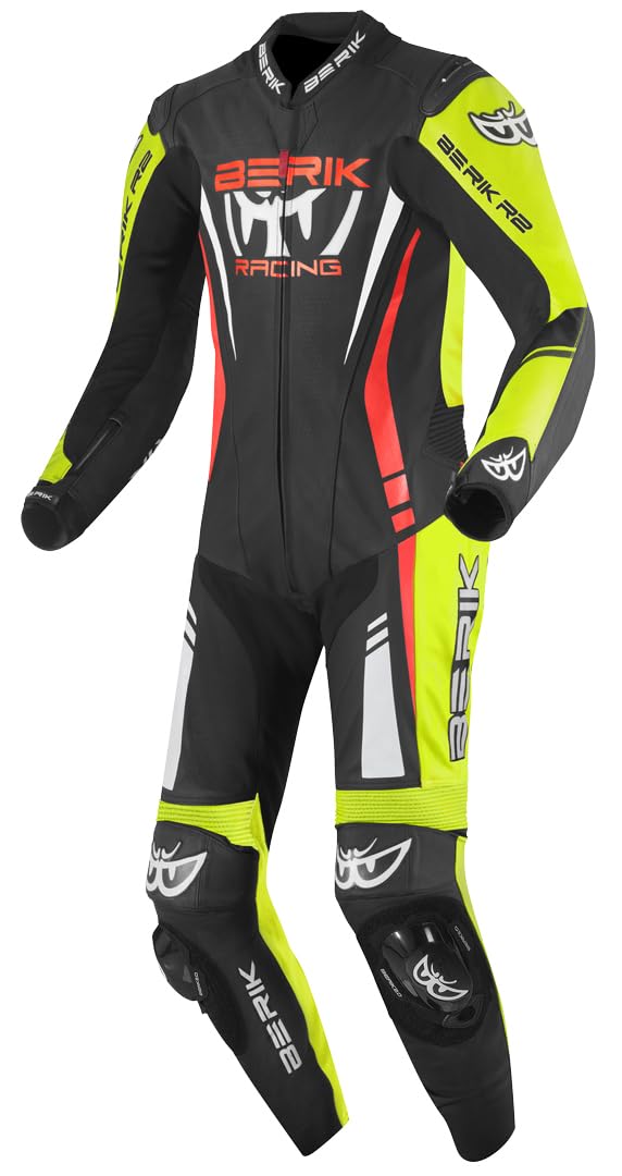 Berik Absolute GP 1-Teiler Motorrad Lederkombi, schwarz/rot/gelb, 54 von Berik