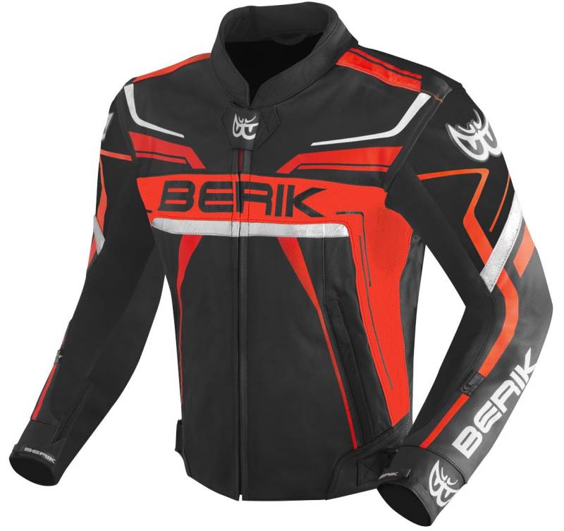 Berik Absolute Race Motorrad Lederjacke, schwarz/neon-rot, 58 von Berik