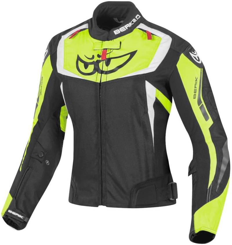 Berik Bad Eye wasserdichte Damen Motorrad Textiljacke, schwarz/gelb, 38 von Berik