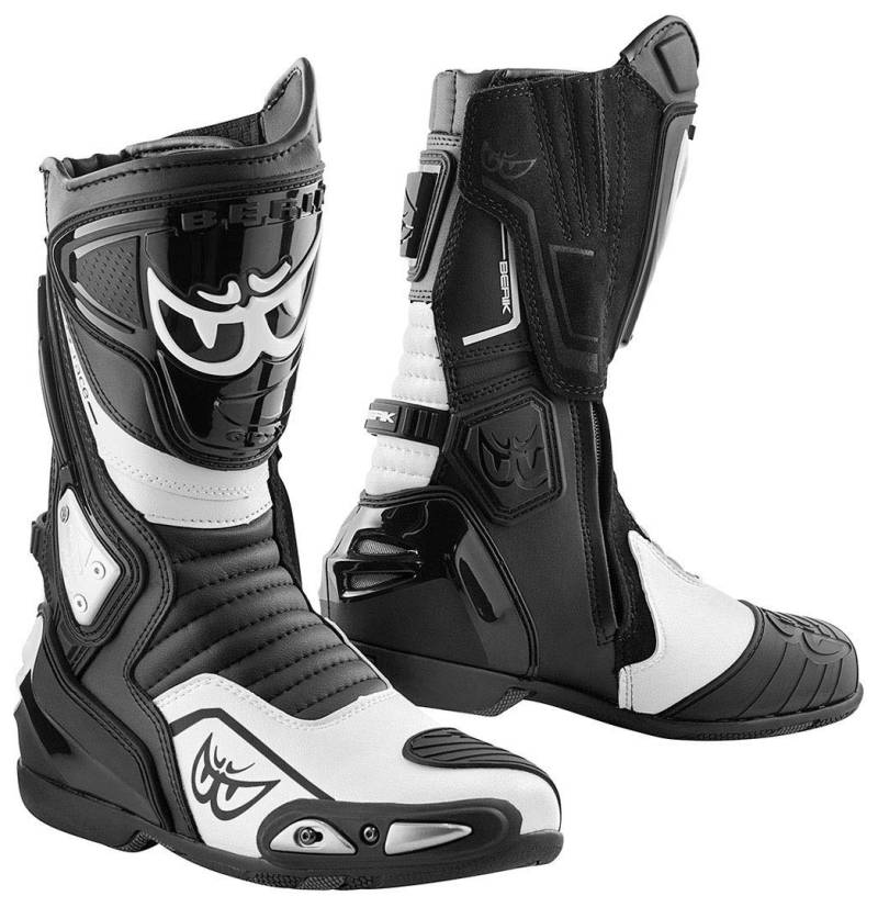 Berik Donington Motorradstiefel, schwarz/weiß, 43 von Berik