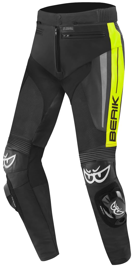 Berik Kendo Motorrad Lederhose, schwarz/neon, 50 von Berik
