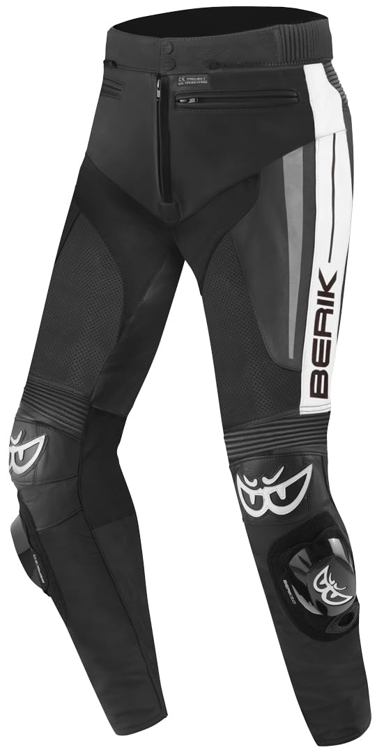 Berik Kendo Motorrad Lederhose, schwarz/weiß, 56 von Berik