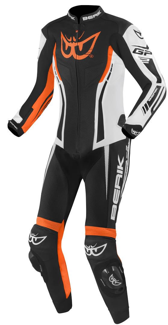 Berik Monza Damen 1-Teiler Motorrad Lederkombi, schwarz/weiß/orange, 46 von Berik