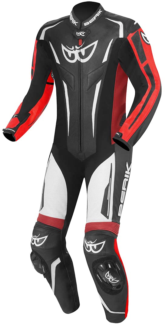 Berik RSF-Teck perforierte 1-Teiler Motorrad Lederkombi, schwarz/weiß/rot, 50 von Berik