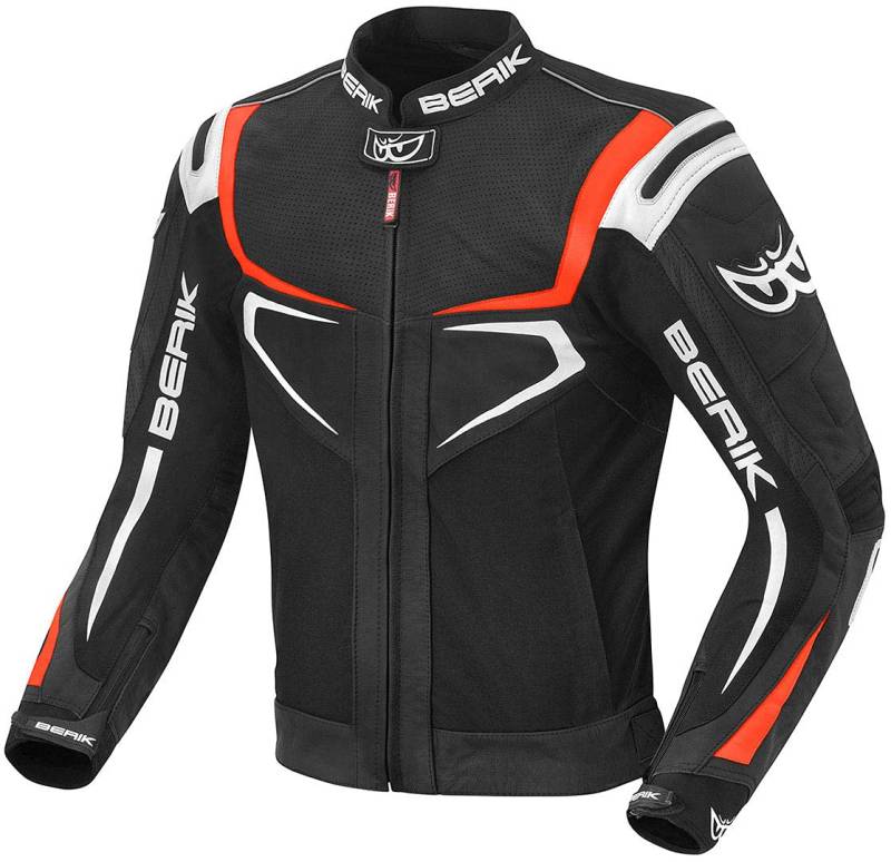Berik Radic Motorrad Leder- / Textiljacke, schwarz/rot/weiß, 54 von Berik