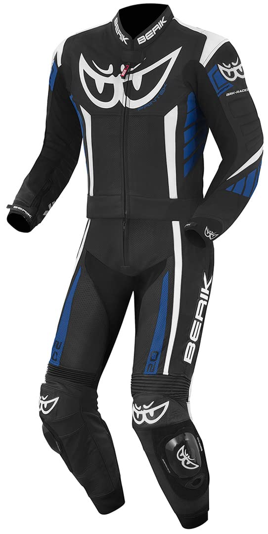 Berik Zakura 2-Teiler Motorrad Lederkombi, schwarz/weiß/blau, 56 von Berik