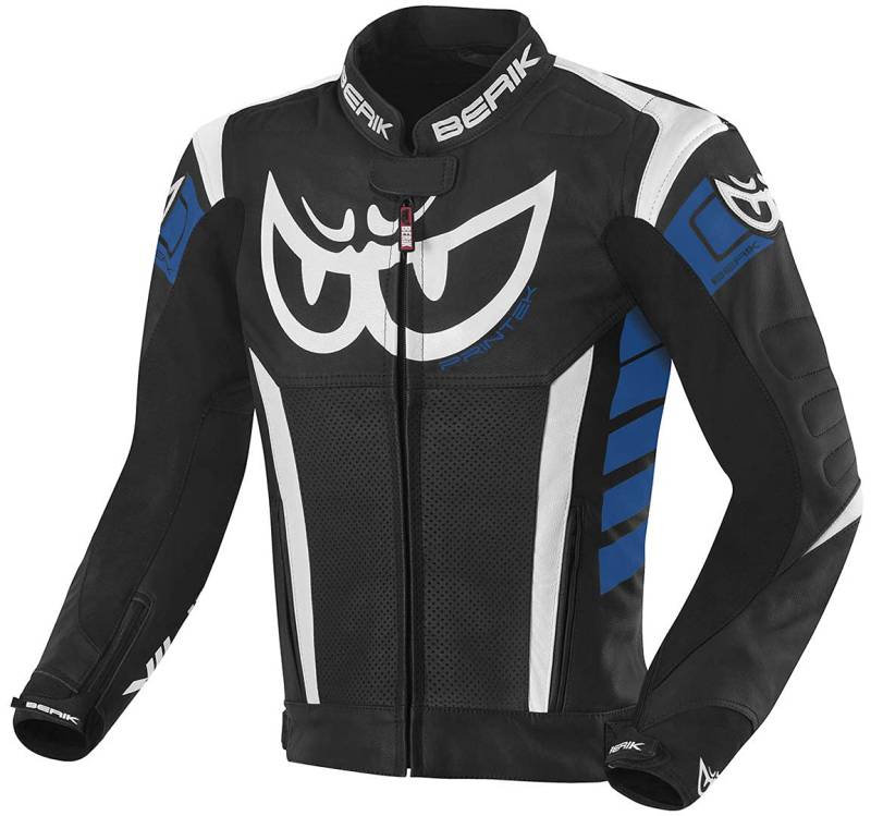 Berik Zakura Motorrad Lederjacke, schwarz/weiß/blau, 52 von Berik