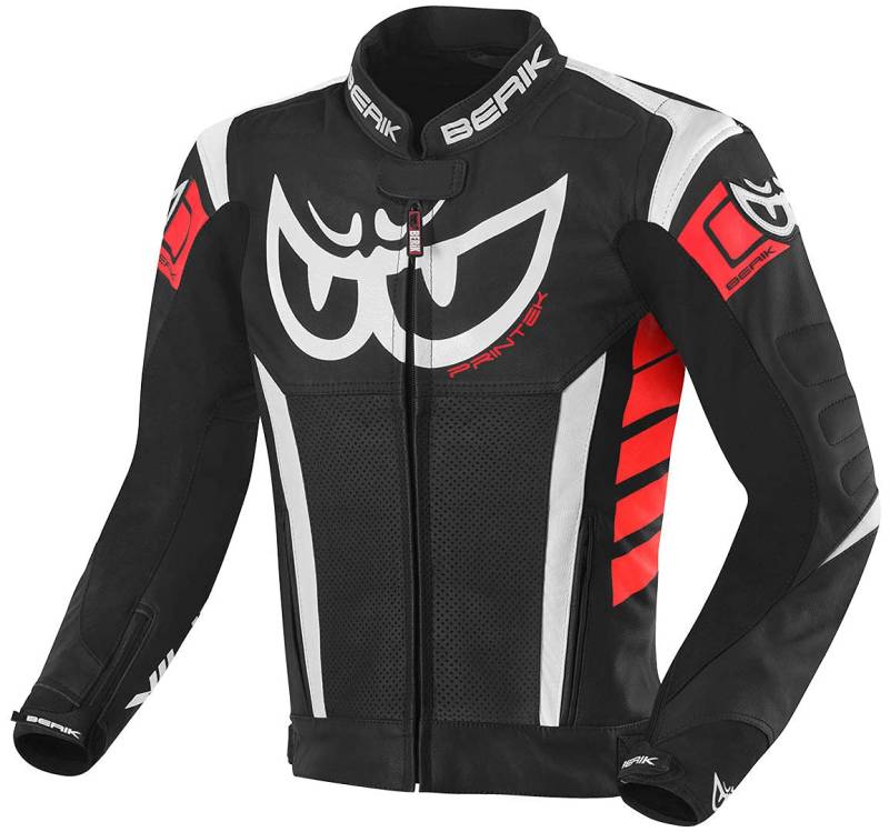 Berik Zakura Motorrad Lederjacke, schwarz/weiß/rot, 56 von Berik