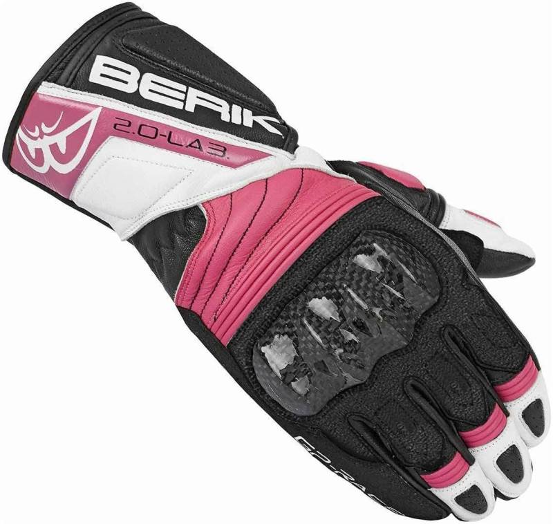 Berik Zoldar Damen Motorrad Handschuhe, schwarz/pink, XS von Berik