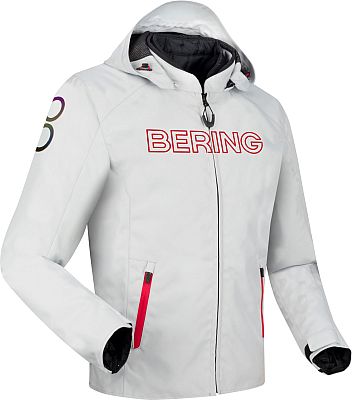 Bering Warwick, Textiljacke wasserdicht - Hellgrau/Rot - Bauch XXL von Bering