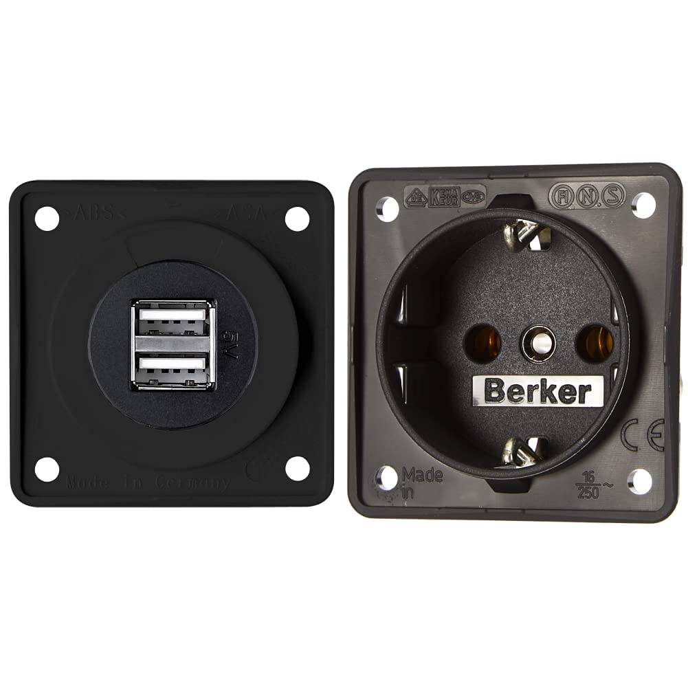 Berker Integro Doppel-USB Ladesteckdose lose & Integro Steckdose Schuko anthrazit matt lose, 1 Stück Steckdose Berker Integro Doppel-USB Ladesteckdose lose & Integro Steckdose Schuko anthrazit matt lose, 1 Stück Steckdose von Berker
