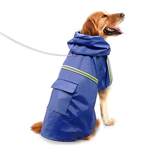 Berry Hunde Regenmantel Freizeit Pet Jacke Hundemantel, wasserdicht, reflektierend leicht mit Kapuze für kleine M Große Hunde von Berry