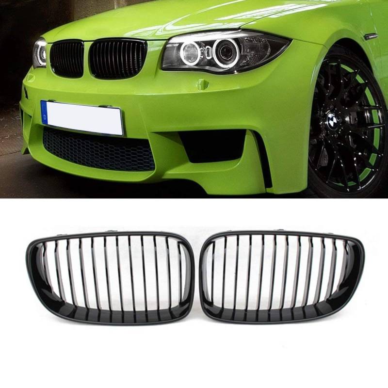 Kühlergrill für E81, E82, E87, E88, LCI 2008–2011, glänzend, Schwarz, 2 Stück von Beside_Auto