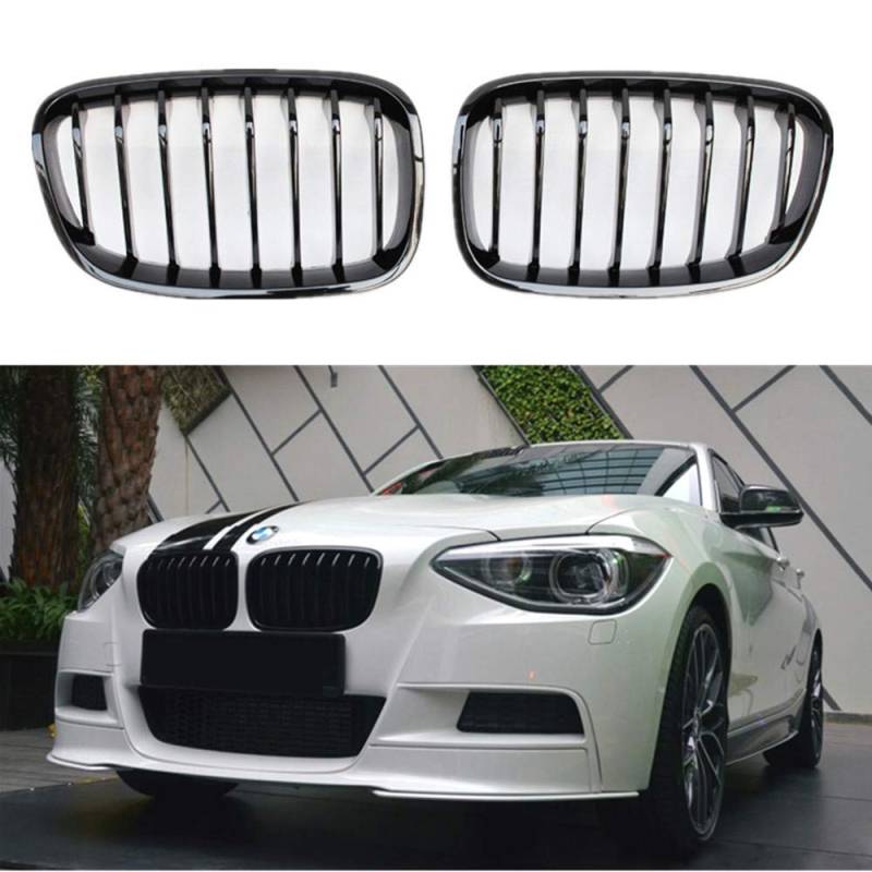 Kühlergrill für F20, F21, 1er-Serie, 2011–2014, glänzend, Schwarz, 1 Paar von Beside_Auto