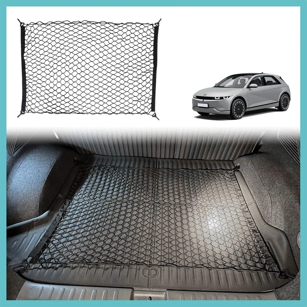 BestEvMod Ioniq5 Gepäcknetz-Zubehör, dehnbarer Kofferraum-Organizer, elastisches Netz mit Haken, kompatibel mit Hyundai Ioniq 5 2022–2024 Zubehör von BestEvMod