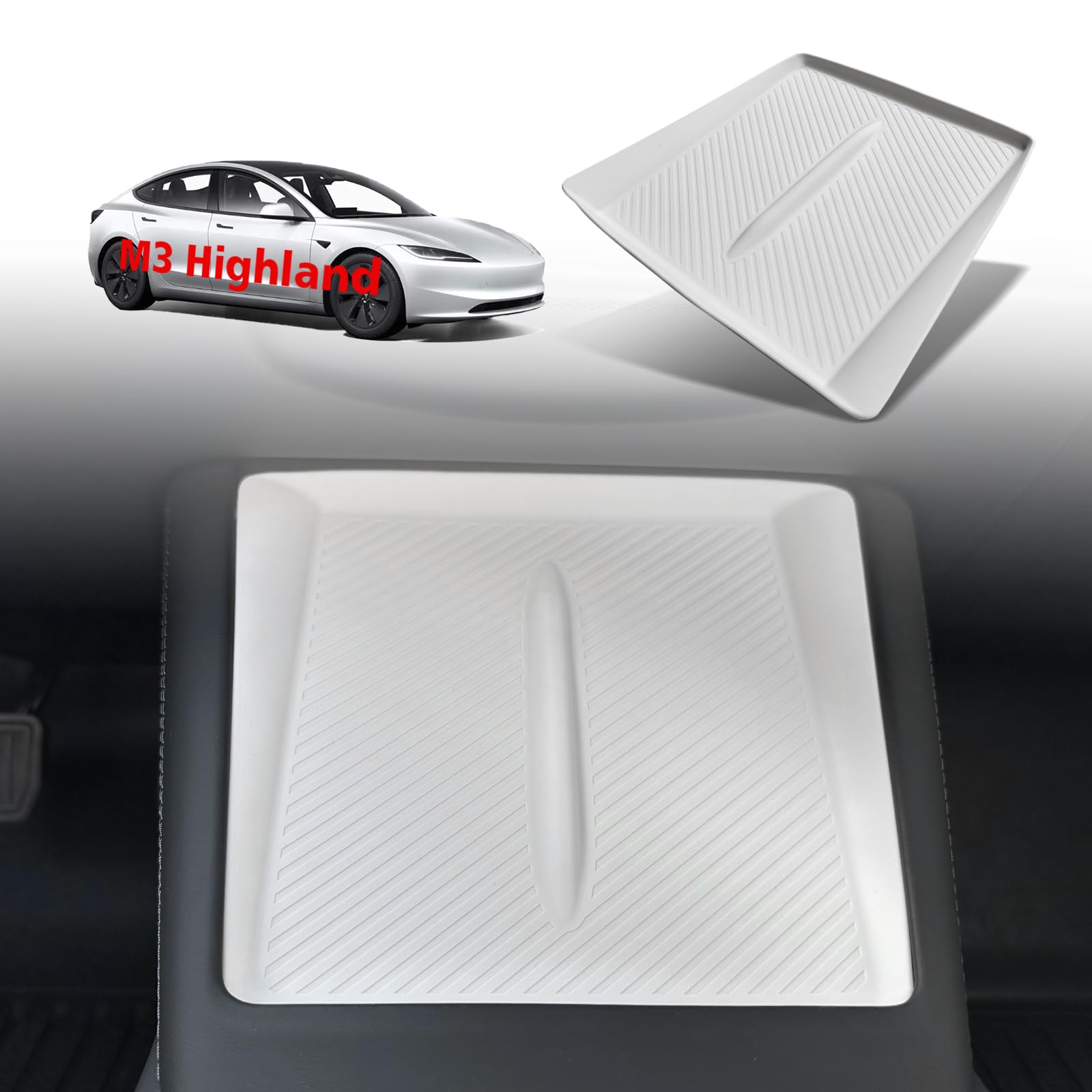 BestEvMod für Refreshed Model 3 Highland Mittelkonsole Telefon Ladebereich Silikonmatte Anti-Rutsch-Silikon-Pad Kompatibel mit 2024 Refreshed Tesla Model 3 Highland Zubehör (Weiß) von BestEvMod