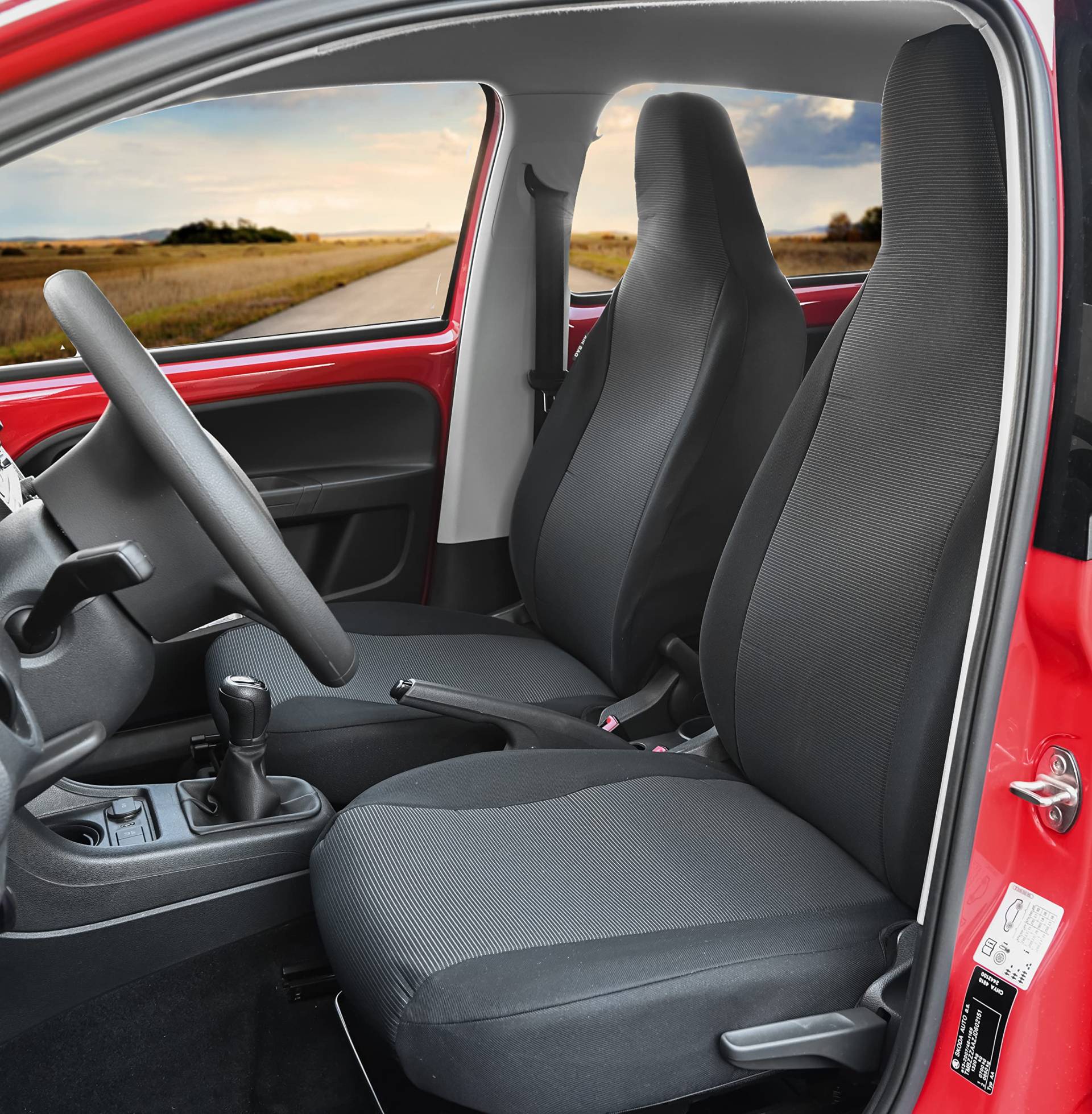 BesteKauf Passgenaue Stoff Sitzbezüge kompatibel mit Skoda Citigo 2011-2019 Fahrzeugspezifisch Schwarz EIN Set von BesteKauf