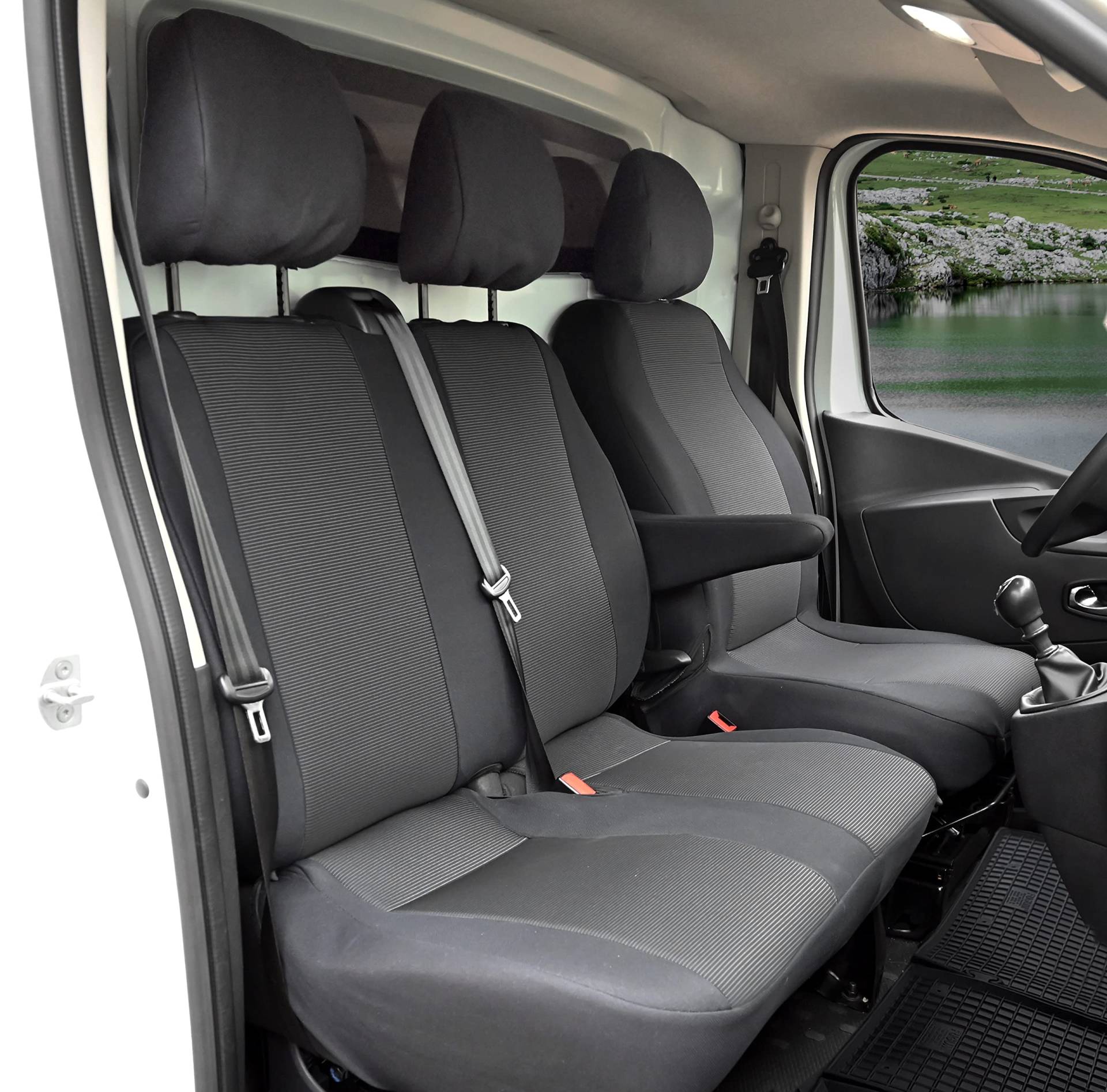 Sitzbezüge passgenau Schonbezüge Roco geeinget für Peugeot Expert ab 2016 Erste Reihe 3-Sitzer + Gummimatten SC von BesteKauf
