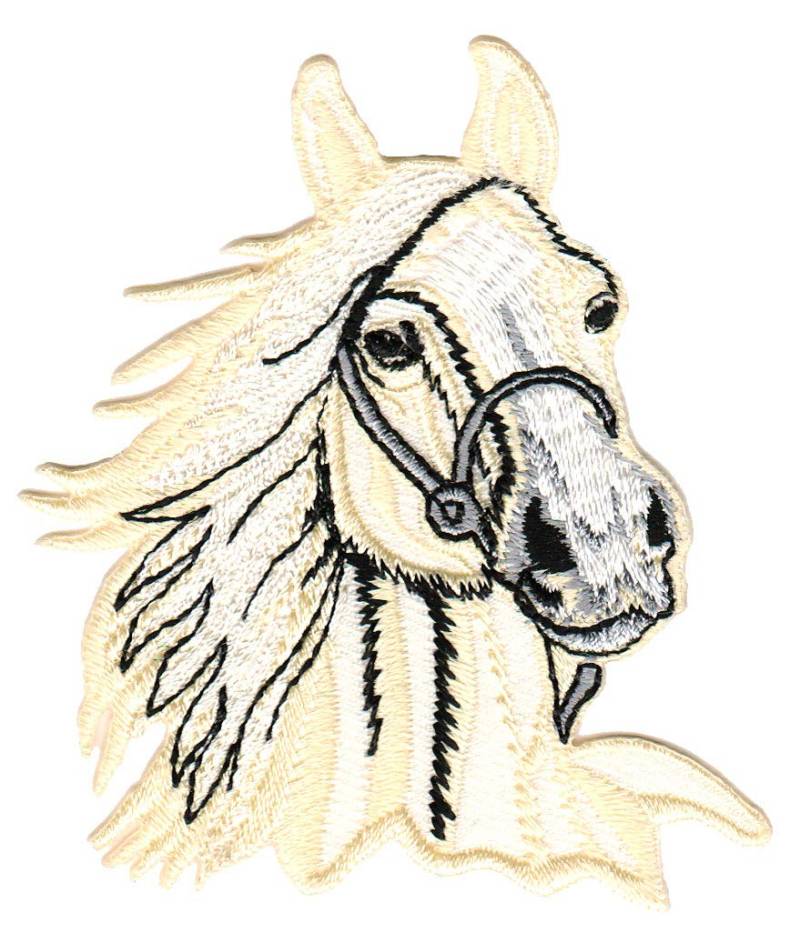 Aufnäher Bügelbild Aufbügler Iron on Patches Applikation Pferd Kopf reiten Pferdekopf von Bestellmich / Aufnäher