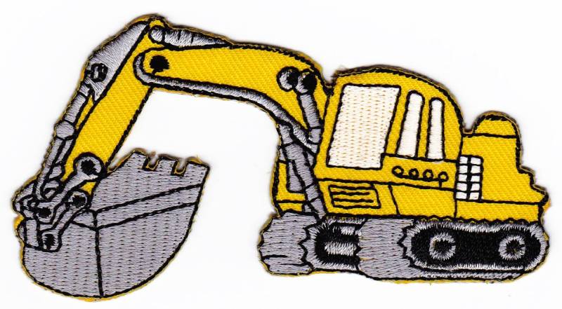 Aufnäher Bügelbild Aufbügler Iron on Patches Applikation Bagger Baustelle von Bestellmich