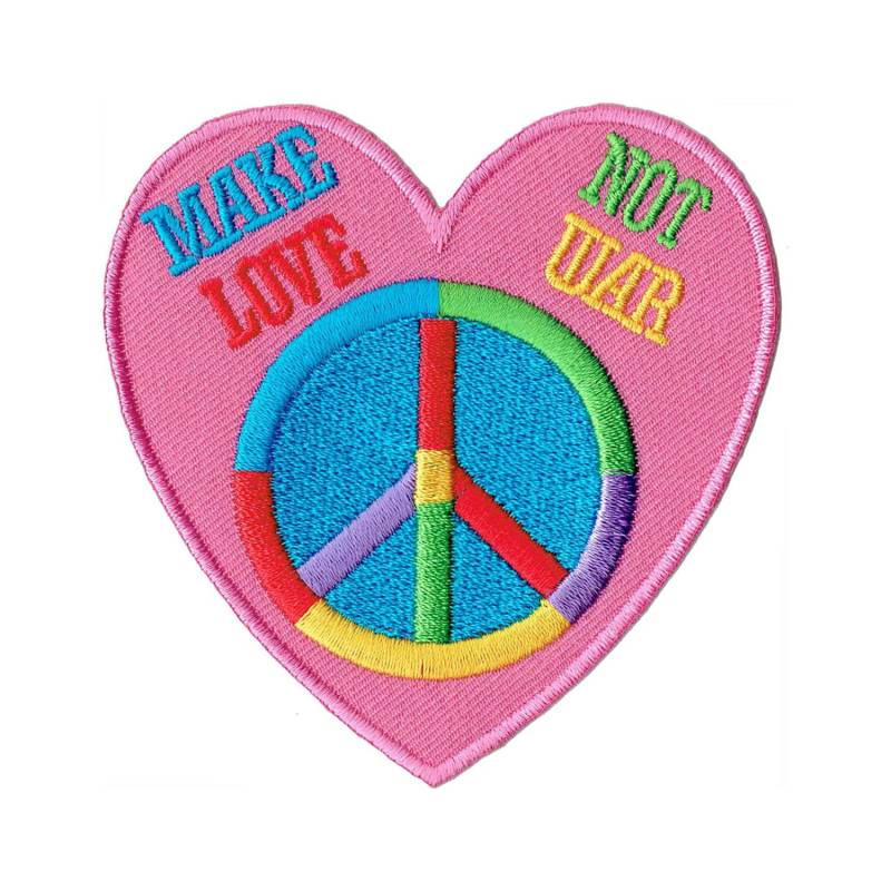 Aufnäher Bügelbild Aufbügler Iron on Patches Applikation Make Love Not War Herz Peace Zeichen von Bestellmich / Aufnäher