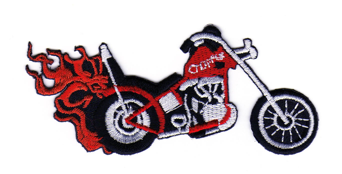 Aufnäher Bügelbild Aufbügler Iron on Patches Applikation Motorrad Flammen Chopper Tattoo von Bestellmich / Aufnäher
