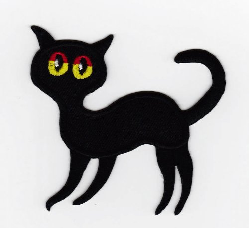 Aufnäher Bügelbild Aufbügler Iron on Patches Applikation Schwarze Katze Gothik von Bestellmich / Aufnäher