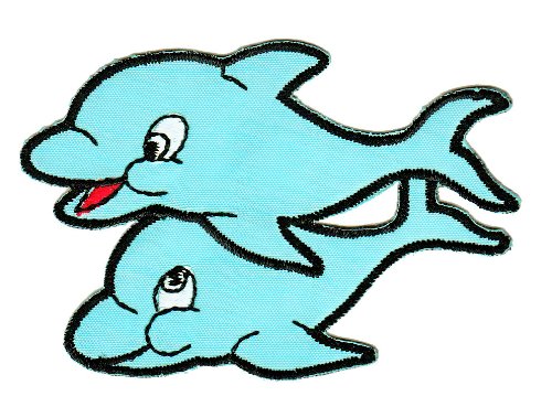 Blau Aufnäher Bügelbild Aufbügler Iron on Patches Applikation Delfin Delphin Kinder von Bestellmich / Aufnäher