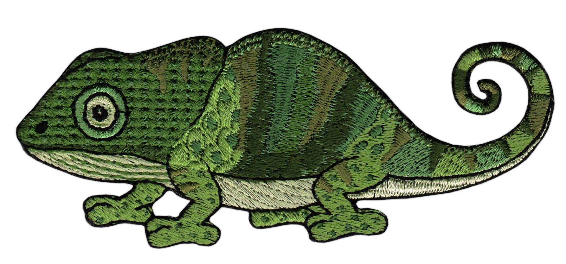 Chamäleon Grün Aufnäher Reptil Bügelbild Patch Größe 10,9 x 4,4 cm von Bestellmich / Aufnäher