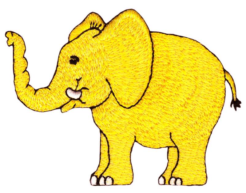 Elefant Gelb Aufnäher Kinder Bügelbild Patch Größe 9,2 x 6,8 cm von Bestellmich / Aufnäher